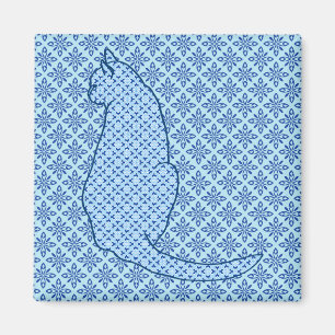 Japanse kat - Blauwe Kimono druk Magneet
