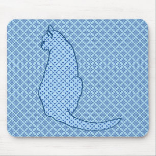 Japanse kat - Blauwe Kimono druk Muismat