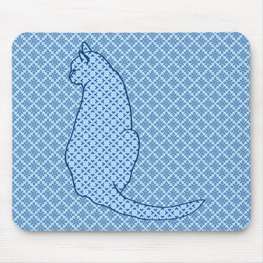 Japanse kat - Blauwe Kimono druk Muismat (Voorkant)