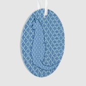Japanse kat - Blauwe Kimono druk Ornament (voorkant)