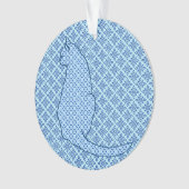 Japanse kat - Blauwe Kimono druk Ornament (voorkant)