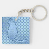Japanse kat - Blauwe Kimono druk Sleutelhanger (Achterkant)