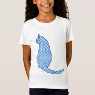 Japanse kat, blauwe Kimono druk T-shirt