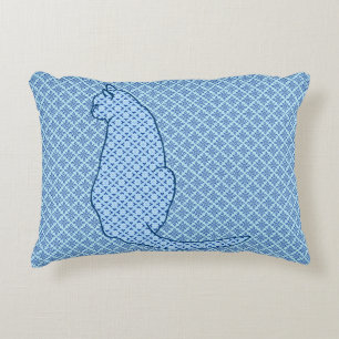 Japanse Kat - Blauwe Kimono Print Decoratief Kussen