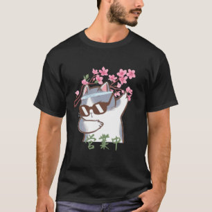 Japanse kat dabbing kersenbloesems t-shirt