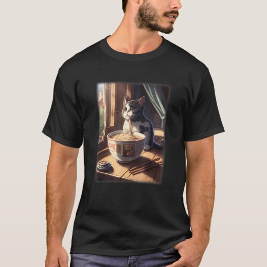 Japanse kat eet tonkotsu ramen t-shirt (Voorkant)