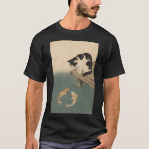 Japanse Kat en Koi Vis – Vintage Ukiyo-e Hout T-shirt