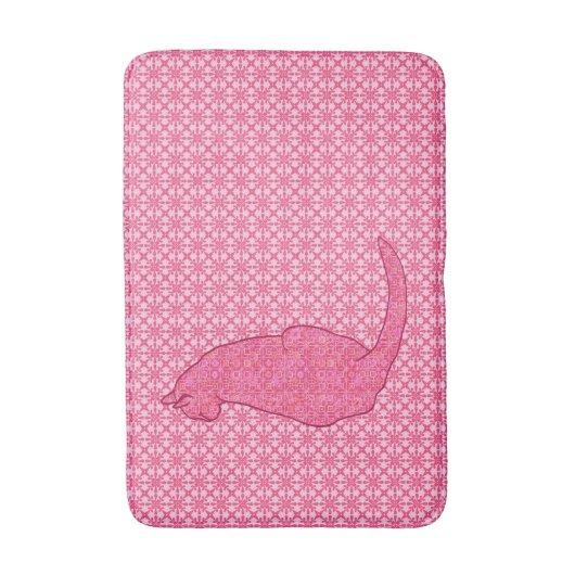 Japanse kat - Fuchsia roze batik Badmat (Voorkant Verticaal)