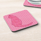 Japanse kat - Fuchsia roze batik Bier Onderzetter (Linkerzijde)