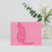 Japanse kat - Fuchsia roze batik Briefkaart (Staand voorkant)