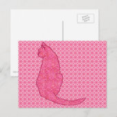 Japanse kat - Fuchsia roze batik Briefkaart (Voorkant / Achterkant)