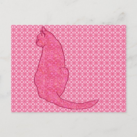 Japanse kat - Fuchsia roze batik Briefkaart (Voorkant)