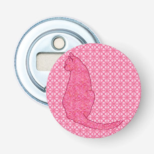 Japanse kat - Fuchsia roze batik Button Flesopener