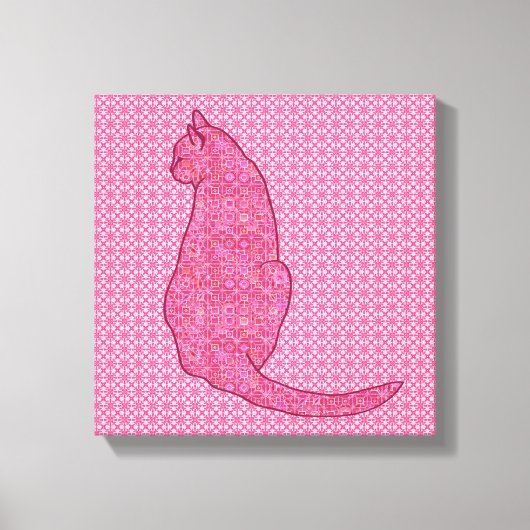 Japanse kat - Fuchsia roze batik Canvas Afdruk (Voorkant)