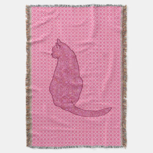 Japanse Kat - Fuchsia Roze Batik Deken
