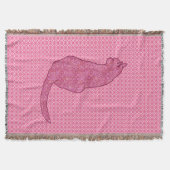 Japanse Kat - Fuchsia Roze Batik Deken (Voorkant)