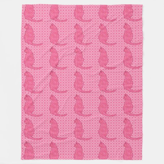 Japanse kat - Fuchsia roze batik Fleece Deken (Voorkant)