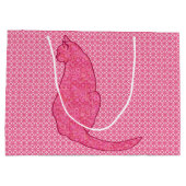 Japanse Kat - Fuchsia Roze Batik Groot Cadeauzakje (Achterkant)