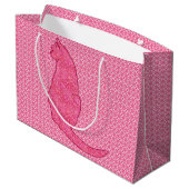 Japanse Kat - Fuchsia Roze Batik Groot Cadeauzakje (Achterkant Gekanteld)