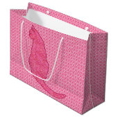 Japanse Kat - Fuchsia Roze Batik Groot Cadeauzakje (Voorkant Gekanteld)