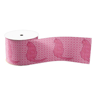 Japanse kat - Fuchsia roze batik Grosgrain Lint