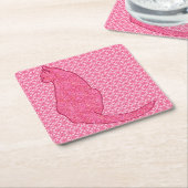Japanse Kat - Fuchsia Roze Batik Kartonnen Onderzetters (Schuin)
