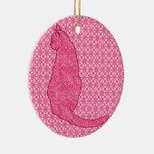 Japanse kat - Fuchsia roze batik Keramisch Ornament (Rechts)