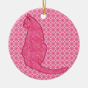 Japanse kat - Fuchsia roze batik Keramisch Ornament