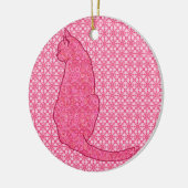 Japanse kat - Fuchsia roze batik Keramisch Ornament (Links)
