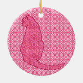 Japanse kat - Fuchsia roze batik Keramisch Ornament (Achterkant)