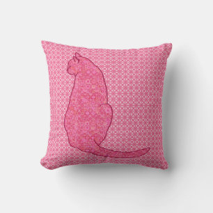 Japanse kat - Fuchsia roze batik Kussen