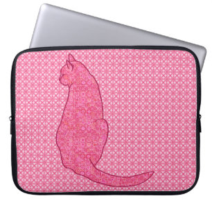 Japanse kat - Fuchsia roze batik Laptop Sleeve