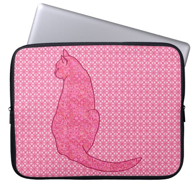 Japanse kat - Fuchsia roze batik Laptop Sleeve (Voorkant)