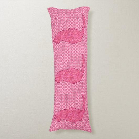 Japanse kat - Fuchsia roze batik Lichaamskussen (Voorkant Verticaal)