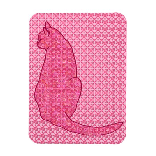 Japanse kat - Fuchsia roze batik Magneet (Verticaal)