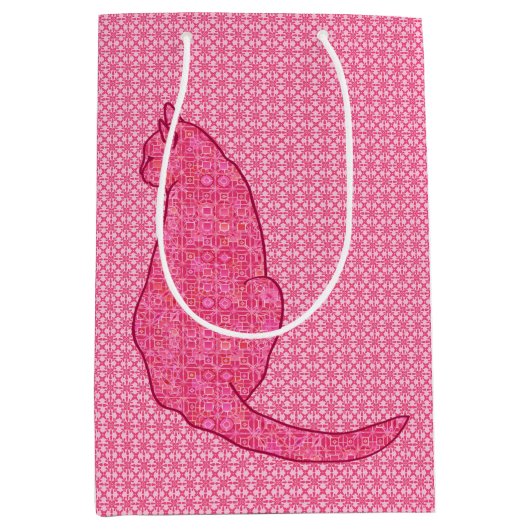 Japanse kat - Fuchsia roze batik Medium Cadeauzakje (Voorkant)