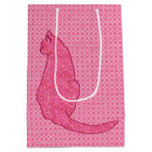 Japanse kat - Fuchsia roze batik Medium Cadeauzakje (Achterkant)