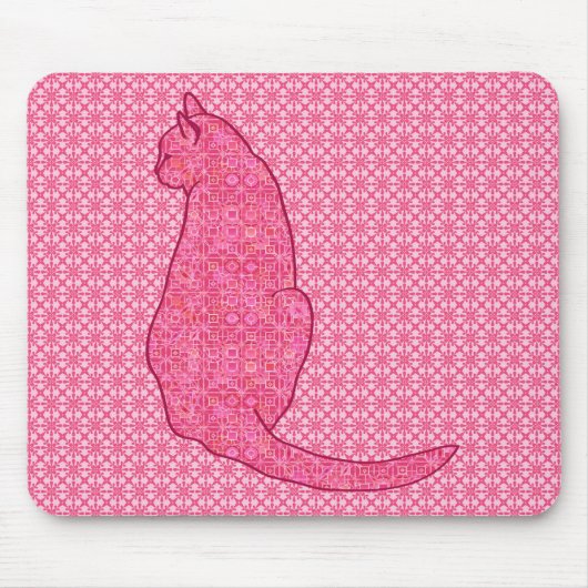 Japanse kat - Fuchsia roze batik Muismat (Voorkant)