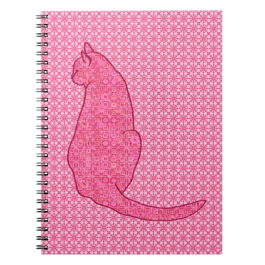 Japanse kat - Fuchsia roze batik Notitieboek (Voorkant)