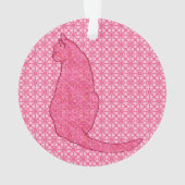 Japanse Kat - Fuchsia Roze Batik Ornament (achterkant)
