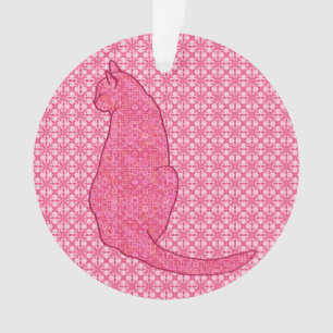 Japanse Kat - Fuchsia Roze Batik Ornament