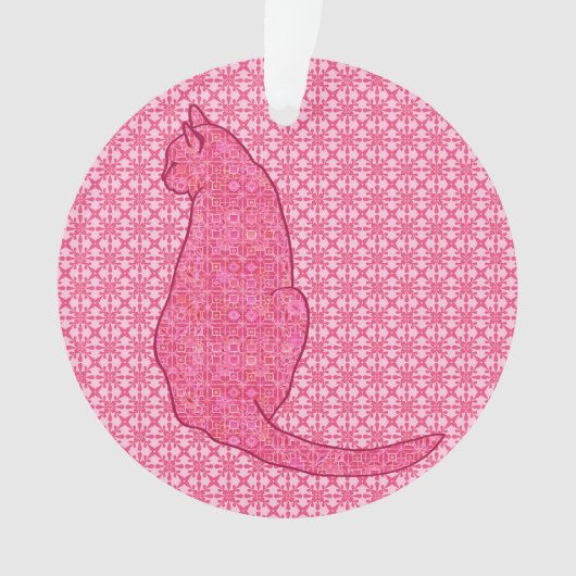 Japanse Kat - Fuchsia Roze Batik Ornament (voorkant)