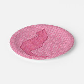 Japanse kat - Fuchsia roze batik Papieren Bordje (Gekanteld)