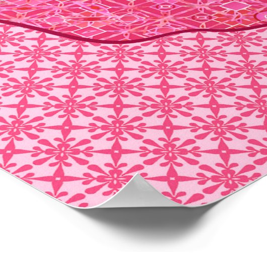 Japanse kat - Fuchsia roze batik Poster (Hoek)