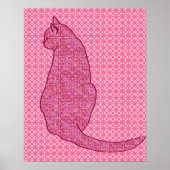 Japanse kat - Fuchsia roze batik Poster (Voorkant)