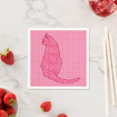 Japanse Kat - Fuchsia Roze Batik Servet (Insitu)