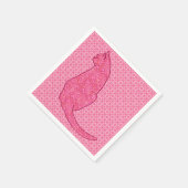 Japanse Kat - Fuchsia Roze Batik Servet (Hoek)