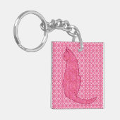Japanse kat - Fuchsia roze batik Sleutelhanger (Voorkant Links)