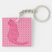 Japanse kat - Fuchsia roze batik Sleutelhanger (Achterkant)