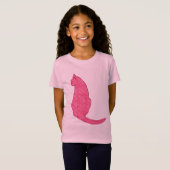 Japanse kat, Fuchsia roze batik T-shirt (Voorkant volledig)